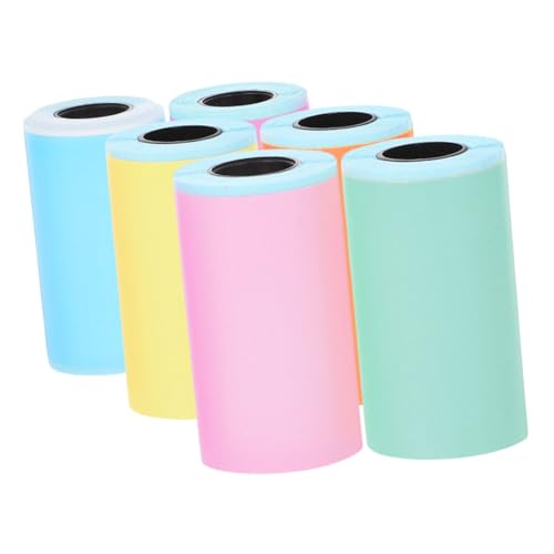 LOLIPPYY 6 Rollen Aufkleberpapier Selbstklebend für Mini Thermodrucker Hitzeempfindliche Etiketten in Farben Vielseitig für Fotos Namensschilder Notizen und Bastelprojekte von LOLIPPYY