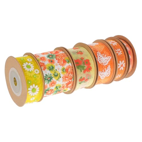 LOLIPPYY 6 Rollen Bedrucktes Polyester Geschenkband mit Blumenmuster Schnittfestes DIY Bastelband für Hochzeit Geschenkverpackung Verschleißfestes Vielseitiges Dekorationsband LOLIPPYY 6 Rollen Bedrucktes Polyester Geschenkband mit Blumenmuster Schnittfestes DIY Bastelband für Hochzeit Geschenkverpackung Verschleißfestes Vielseitiges Dekorationsband von LOLIPPYY