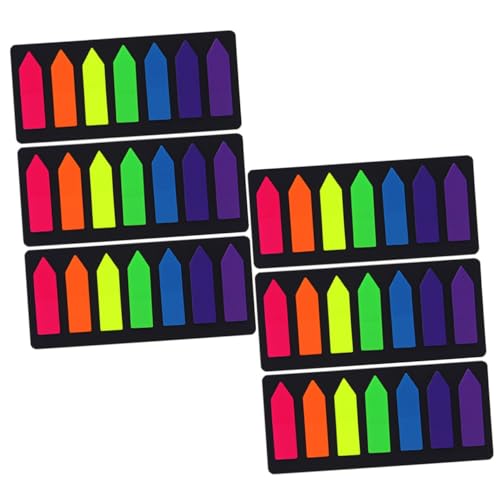 LOLIPPYY 6 Sätze Bunte Index Sticker Selbstklebend Fluoreszierende Markierungsetiketten Leicht Tragbar Beschreibbar für Büro Schule Zuhause Praktische Organisationshilfe von LOLIPPYY