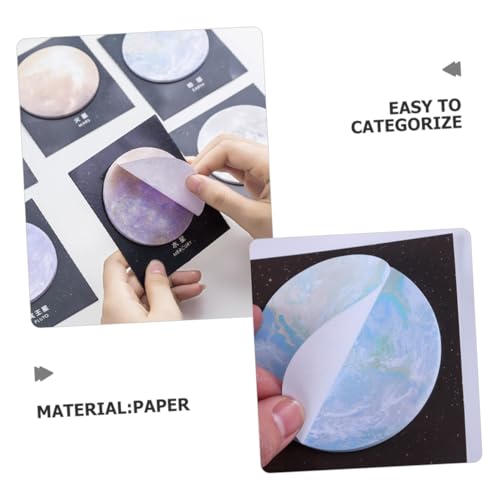 LOLIPPYY 6 Stück Planet Motiv Runde Klebezettel mit Starker Haftung Selbstklebende Notizblöcke für Schule und Büro Kreative Planetendesigns Erde Mond Mars Saturn von LOLIPPYY