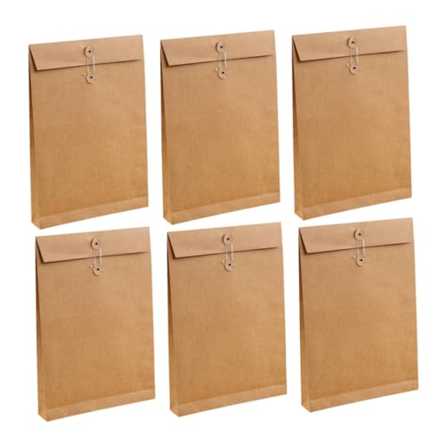 LOLIPPYY 6 Stück Teiliges Dokumententaschen aus Kraftbraunem Papier Rechteckige Aktenordner mit Großem Fassungsvermögen Vielseitiger Dokumentenhalter für Büro Schule und Business Stilvoll von LOLIPPYY