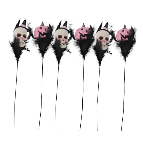 LOLIPPYY 6 Stück Teiliges Halloween-dekobouquet mit Schwarzen Federstielen DIY Gruselige Kürbis Totenschädel-Motiv Wiederverwendbare Tischmitte für Halloween-Party und Schaurige LOLIPPYY 6 Stück Teiliges Halloween-dekobouquet mit Schwarzen Federstielen DIY Gruselige Kürbis Totenschädel-Motiv Wiederverwendbare Tischmitte für Halloween-Party und Schaurige von LOLIPPYY