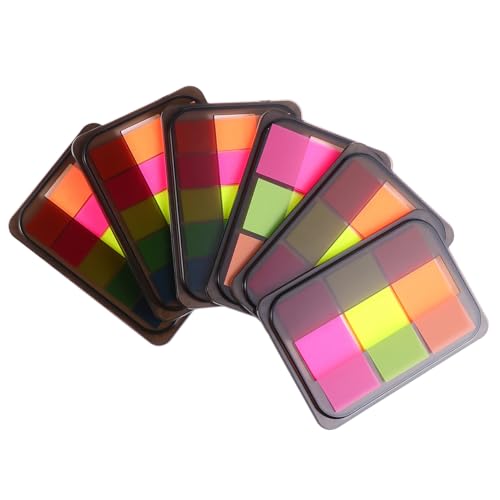 LOLIPPYY 6 Stück Teiliges Memo Sticker aus Pet Selbstklebende Haftnotizen in Leuchtenden Farben für Schüler zum Markieren und Dekorieren von Büchern Tagebüchern und Notizbüchern Praktische von LOLIPPYY