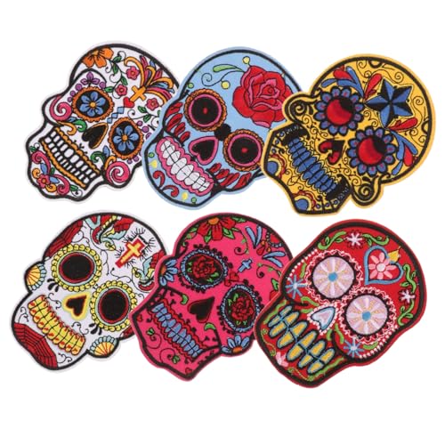 LOLIPPYY 6 Stück Teiliges Skull Patches zum Aufbügeln Bestickte Applikationen Langlebige Polyesterflicken Modische Halloween Dekoration für Jacken Jeans Hüte und Kleidung LOLIPPYY 6 Stück Teiliges Skull Patches zum Aufbügeln Bestickte Applikationen Langlebige Polyesterflicken Modische Halloween Dekoration für Jacken Jeans Hüte und Kleidung von LOLIPPYY