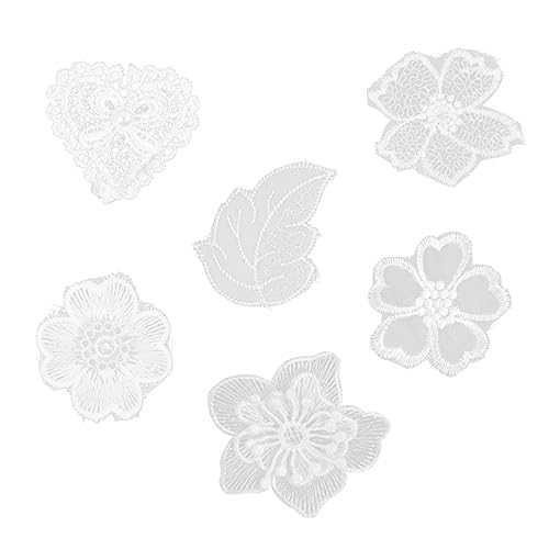 LOLIPPYY 6 Stück Teiliges Weiße Spitzenstoffe Patches zum Aufnähen Blumen Stickerei Flicken für DIY Kleidung für Mädchen und Frauen Einfache Anwendung Hautfreundlich von LOLIPPYY