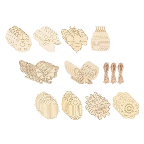 LOLIPPYY 60 Sätze Teiliges Holzanhänger zum Bemalen Unbemalte Holzscheiben mit Glatter Oberfläche Langlebige DIY Holzbastelplatten für Erwachsene für Handgemalte Dekorationen und Geschenke von LOLIPPYY