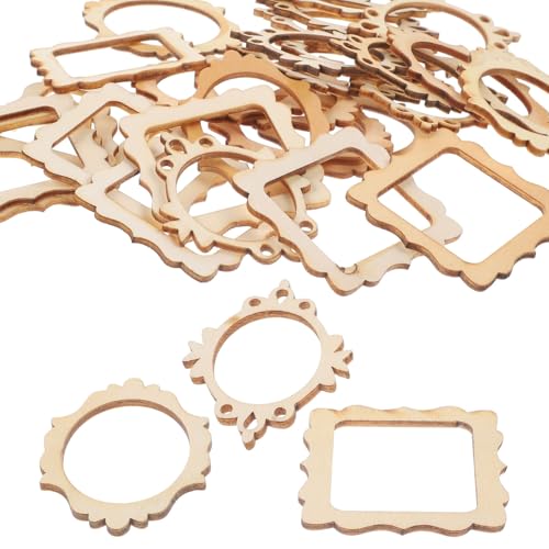 LOLIPPYY 60 Stück Holzscheiben Basteln Unbehandelt DIY Holzanhänger Blanko Holzscheiben für Bilderrahmen Baumscheiben Holzdeko zum Bemalen und Gestalten für Fenster Tür Garten Wohnzimmer von LOLIPPYY