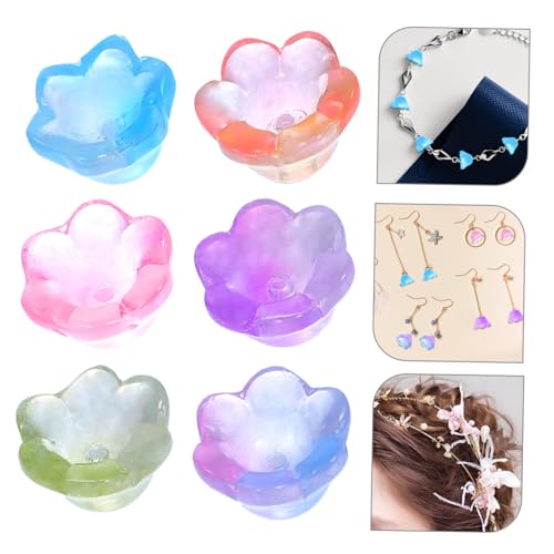 LOLIPPYY 60 Stück Teiliges Bunte Glasperlenkappen Blumenform für DIY Schmuckherstellung Leichte Endkappen für Ohrringe Halsketten und Armbänder Vielseitig Einsetzbar und Handwerklich von LOLIPPYY