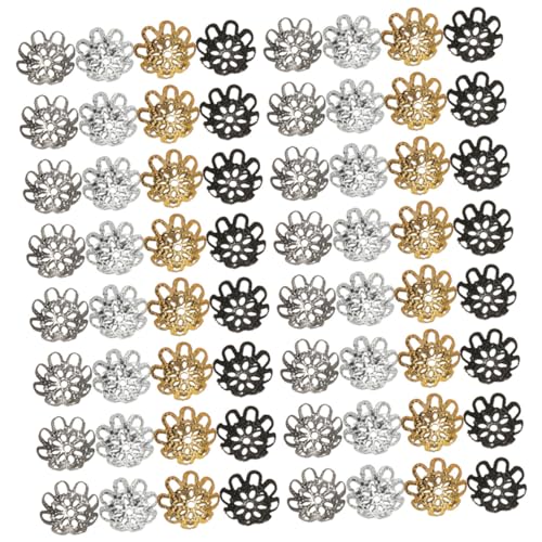 LOLIPPYY 600 Stück Schmuckperlen Endkappen Blumenform Herz Perlenkappen für Halsketten DIY Armband Bastelmaterialien Bunte Mischung Langlebig und Einfach zu Verwenden von LOLIPPYY