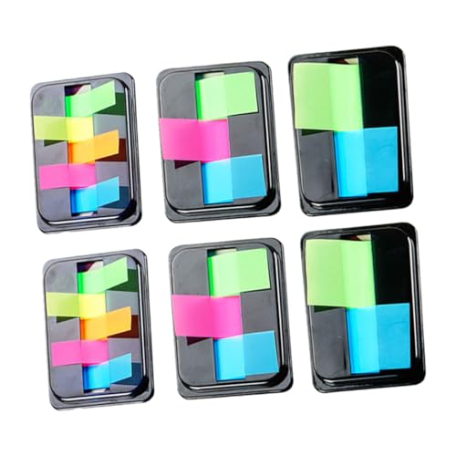 LOLIPPYY 6Boxen Neonfarbene Pet Haftnotizen Page Marker Tabs Ablösbare Bunte Registerkarten Praktische Bookmarks zum Markieren von Dokumenten Büchern Lernen und Bürogebrauch von LOLIPPYY
