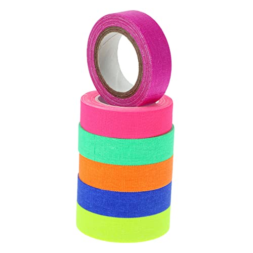 LOLIPPYY 6Rollen Neon Klebeband UV Blacklight Fluoreszenzband für Partydekoration Leuchtet UV Licht Flexibel und Rückstandsfrei Farben von LOLIPPYY