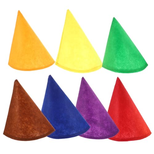 LOLIPPYY 7 Stück Zwergenmütze Weihnachtszwerg Filzhüte Lustige Weihnachtskostüm Kegelhüte Für Halloween Party Kleines Cosplay Halloween Kostümzubehör Bunte Zwergenkostümhüte Filztuch von LOLIPPYY