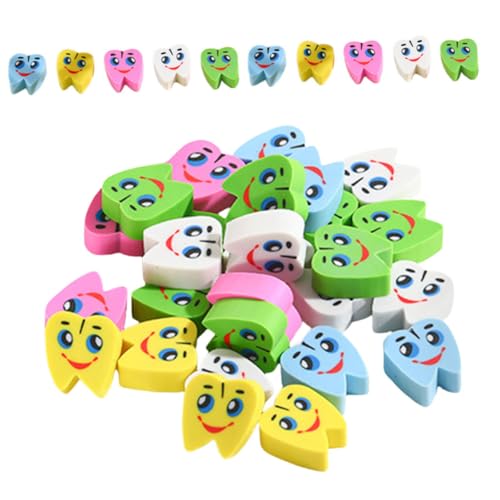 LOLIPPYY 70 Stück Teiliges Bunte Radiergummis für Kawaii Zahnform aus Robustem Tpr material Effektive Radierfunktion Spielerisch für Schule Zeichnen und Schreiben Lernzubehör von LOLIPPYY