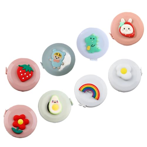 LOLIPPYY 8 Stck Teiliges Mini Maßband Niedliches Einziehbares Flexibles Maßband Cartoon Design Kompakt für DIY Nähen Körper und Bastelmessungen Tragbar und Praktisch von LOLIPPYY