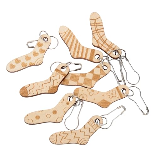 LOLIPPYY 8 Stück Teiliges Abnehmbare Holz maschenmarkierer Kompakte Sichere DIY Häkel Strickstich markierer für Mützen Schals Handschuhe Geeignet für Handarbeiten und Nähprojekte von LOLIPPYY