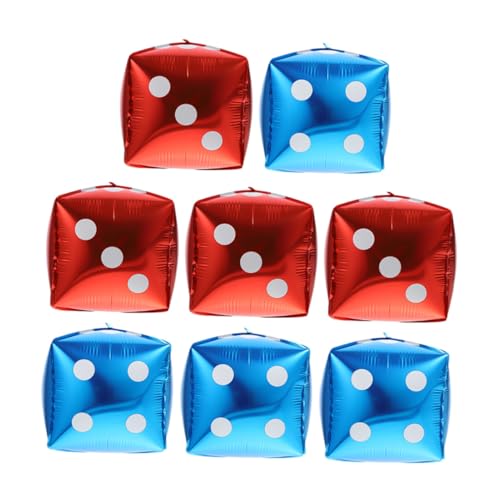 LOLIPPYY 8 Stück Teiliges Aluminium Würfel design Poker themenparty Dekoration in Rot und Blau Kreative Würfel luftballons für Spielabend Einfach zu Dekorieren und Vielseitig Verwendbar von LOLIPPYY