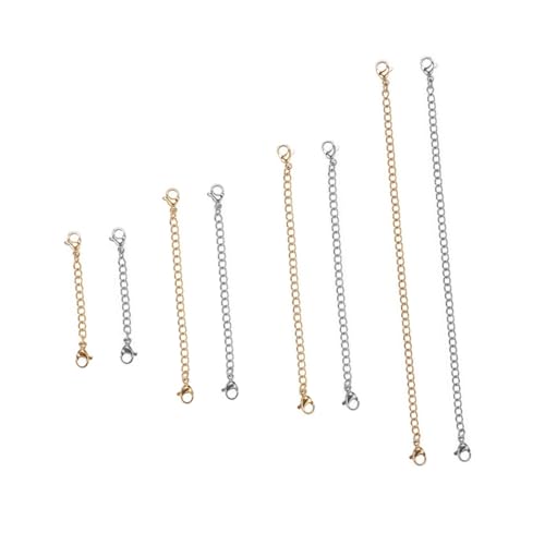 LOLIPPYY 8 Stück Teiliges Edelstahl Verlängerungsketten Karabinerverschluss Edelstahl Anhängerverlängerung für Armbänder und Halsketten DIY Schmuckzubehör in Gold und Silber LOLIPPYY 8 Stück Teiliges Edelstahl Verlängerungsketten Karabinerverschluss Edelstahl Anhängerverlängerung für Armbänder und Halsketten DIY Schmuckzubehör in Gold und Silber von LOLIPPYY