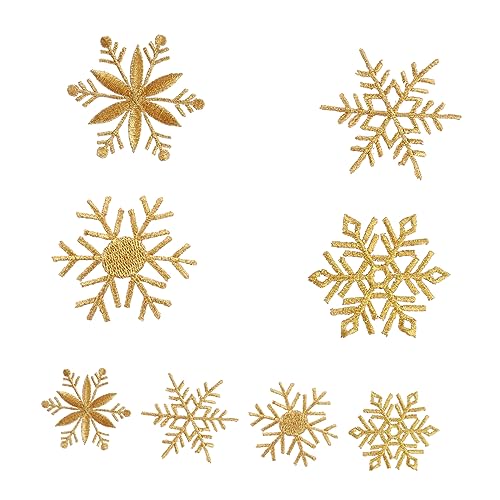LOLIPPYY 8 Stück bestickter Aufnäher mit Schneeflocken Schneeflockenflecken für Kleidung Aufnäher für Jeans schuhreparatur embroidery thread weihnachtsdeko Stickerei-DIY-Patch Patches nähen von LOLIPPYY