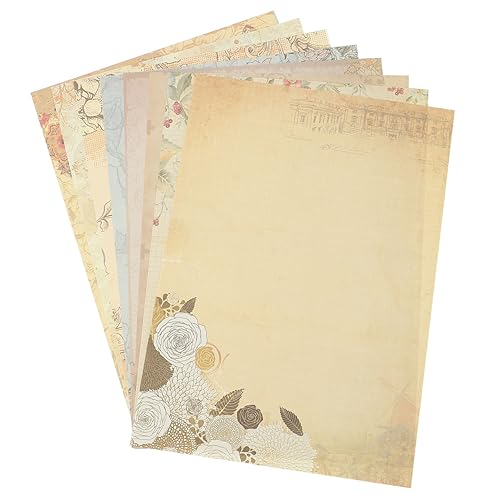 LOLIPPYY 80 Stück Vintage Briefpapier Teiliges Beidseitig Bedrucktes Schreibpapier im Europäischen Landhausstil Stilvolles Pergamentpapier für Handschriftliche Briefe Bastelmaterial DIY von LOLIPPYY