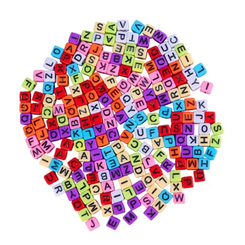 LOLIPPYY 800 Stück DIY Buchstabenperlen Quadratisch Acryl Herz Muster Bunte Bastelperlen für Schmuckherstellung Armbänder DIY Zubehör von LOLIPPYY