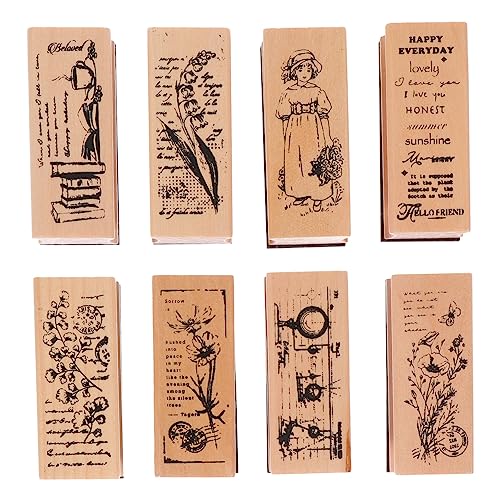 LOLIPPYY 8Stücke Holzstempel für Scrapbooking und DIY Kreative Muster zur Dekoration Holz für Erwachsene von LOLIPPYY