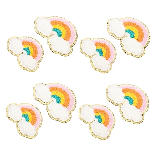 LOLIPPYY 8Stücke Regenbogen Stickapplikation Teiliges Niedlichen Chenille Flicken zum Aufbügeln oder Nähen für Kleidung Taschen und DIY Projekte Sicher und Langlebig von LOLIPPYY