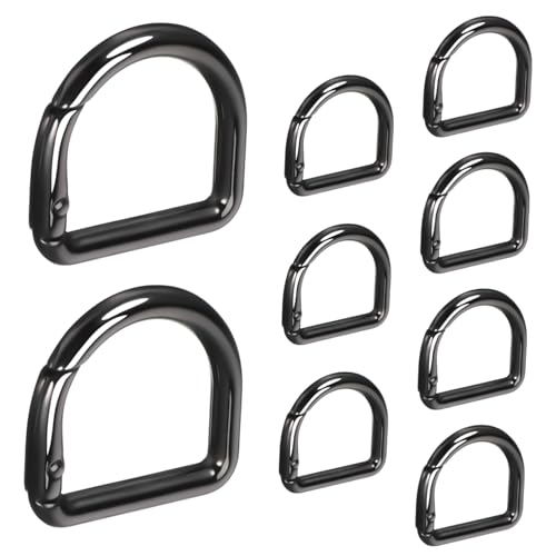 LOLIPPYY 9 Stück Teiliges D Ring Federöffnung Schlüsselhaken Kompakt Leichter Metall Karabiner für Schlüsselanhänger Taschenzubehör Robuste D Ring Clips für Handtaschen Rucksäcke DIY von LOLIPPYY