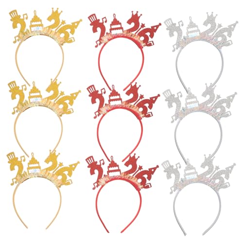 LOLIPPYY 9 Stück Teiliges Neujahrs Leichte Bequeme Party-haarreifen in Gold Rot Silber für Silvester-feiern Foto-requisiten Familienzusammenkünfte Stilvolle Accessoires von LOLIPPYY