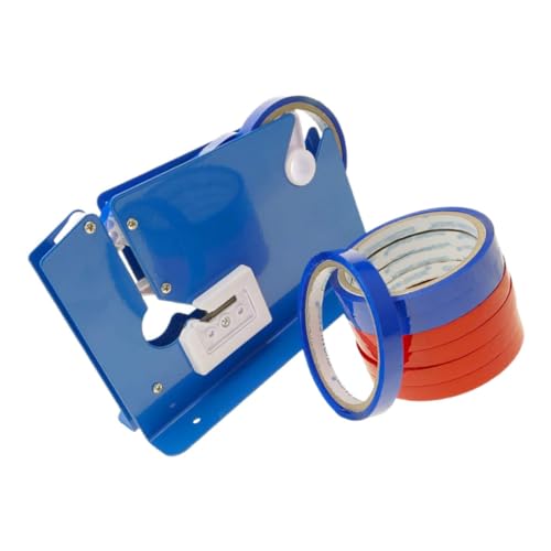 LOLIPPYY 9 Teiliges Klebeband Abroller mit Tragbarem Kunststoffbeutel Versiegler und Schneidegerät Ergonomisch Handlich mit Trimmer für Lebensmittelverpackung und Haushaltsgebrauch von LOLIPPYY