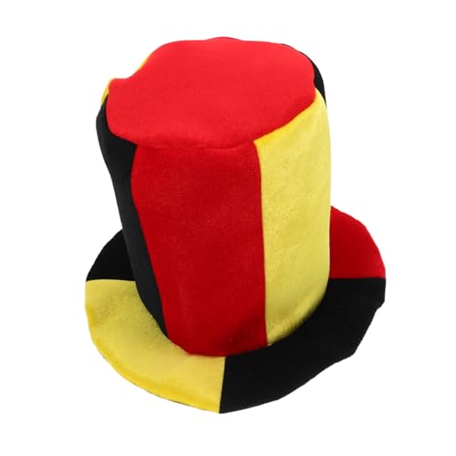 LOLIPPYY Bunter Fußball Circus Hut mit Schwarz Rot Gelber Farbwahl Vielseitiges Party Accessoire für Karneval Fanartikel zum Anfeuern bei Fußballspielen und Festen Modisches Kostümzubehör von LOLIPPYY