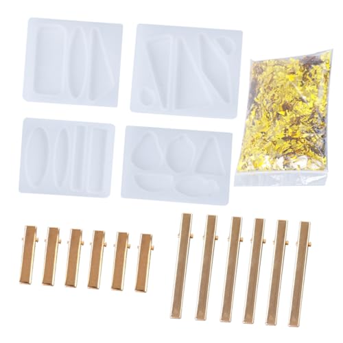 LOLIPPYY DIY Epoxidharz Haarklammer Silikonform Set Flexible und Langlebige Gießform für Individuelle Haarspangen Teilig mit Goldfarbenen Clips Sicher und Praktisch für Kreative von LOLIPPYY