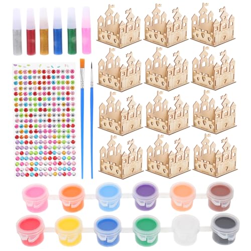 LOLIPPYY DIY Holzschloss Bastelset Holz Burg zum Bemalen mit Goldglitterkleber Farben Pinsel und Strassstein für und Sensorische Entwicklung LOLIPPYY DIY Holzschloss Bastelset Holz Burg zum Bemalen mit Goldglitterkleber Farben Pinsel und Strassstein für und Sensorische Entwicklung von LOLIPPYY