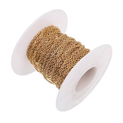 LOLIPPYY DIY Schmuckkette aus Edelstahl Flache O gliederkette in Gold Vielseitige Bastelkette für Handgemachten Schmuck Armband und Halskette Leicht Robust Korrosionsbeständig LOLIPPYY DIY Schmuckkette aus Edelstahl Flache O gliederkette in Gold Vielseitige Bastelkette für Handgemachten Schmuck Armband und Halskette Leicht Robust Korrosionsbeständig von LOLIPPYY