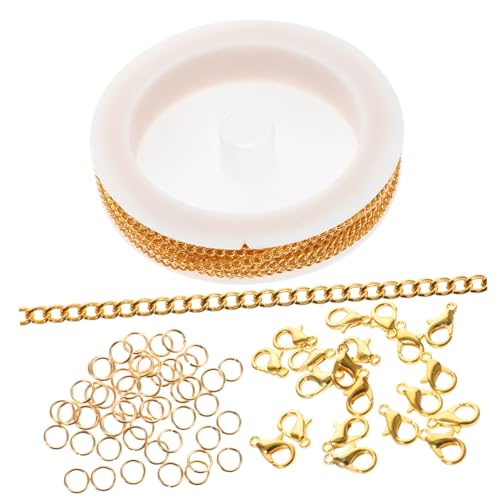 LOLIPPYY Eisen Gliederkette Schmuckherstellung mit Karabinerverschluss und Biegeringen DIY Armband Kettenverschluss Zubehör für Halsketten und Taschenketten Goldfarben Leicht und Langlebig LOLIPPYY Eisen Gliederkette Schmuckherstellung mit Karabinerverschluss und Biegeringen DIY Armband Kettenverschluss Zubehör für Halsketten und Taschenketten Goldfarben Leicht und Langlebig von LOLIPPYY
