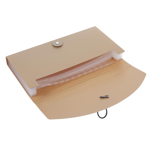 LOLIPPYY Fächer Dokumentenmappe PP Kunststoff Wasserfest Erweiterbar mit Farbigen Etiketten Ordner Organizer Tasche für Büro und Zuhause Khaki von LOLIPPYY