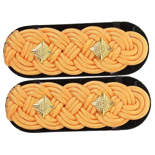 LOLIPPYY Goldene Geflochtene Schulterabzeichen Schmuck Epauletten für Uniformen Kleine Robuste Schulterklappen mit Symmetrischem Design für Stilvolle Auftritte von LOLIPPYY