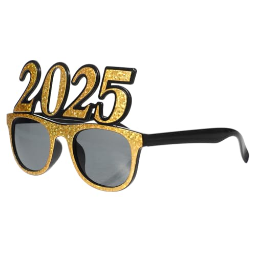 LOLIPPYY Goldene Partybrille mit -effekt Quadratischer Rahmen Auffällige Neujahrsbrille für Silvester Festliche Brille für Jahreswechsel Party-accessoire für Erwachsene und Familienfeiern von LOLIPPYY