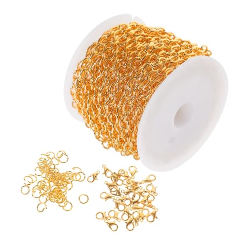 LOLIPPYY Goldfarbene Schmuckkette DIY Robuste Halskette Armband Kettenmaterialien mit Karabinerverschluss und Ring Langlebig Farbbeständig für Schmuckherstellung und Bastelarbeiten von LOLIPPYY