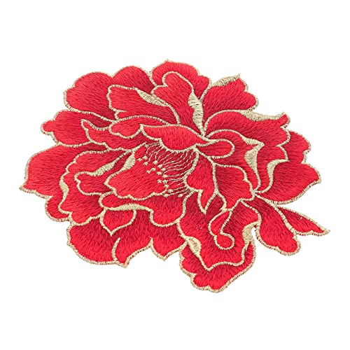 LOLIPPYY Große Pfingstrose Stickerei Patch Applikation für DIY Kleidung Hochwertige Langlebige Nähflicken zur Reparatur von Kleidungsstücken Taschen und Handwerk für Designs von LOLIPPYY