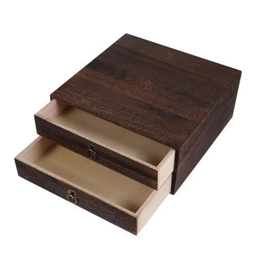 LOLIPPYY Holz Schubladenbox aus Massivholz Lagig Desktop Organizer mit Kleinem Griff Retro Vintage Stil Vielseitig für Büro Küche und Heimdekoration Praktische Aufbewahrung von LOLIPPYY