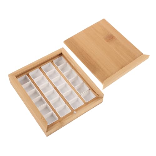 LOLIPPYY Holz pigmentbox Fächer Wasserfarben Mischpalette Tragbar Farbkasten Aufbewahrungsbox für Aquarellfarben und Bastelmaterialien Langlebig und Sicher von LOLIPPYY