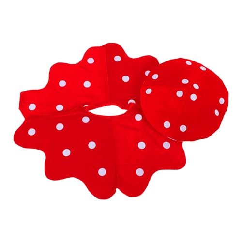 LOLIPPYY Junge Mädchen Pilz Kostüm Set mit Mütze und Umhang Weiches Atmungsaktives Outfit für Halloween Cosplay Party Rot von LOLIPPYY