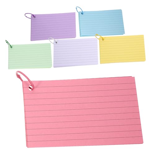 LOLIPPYY Karteikarten mit Gelochten Linierten Lernkarten und Metallringen Cremefarbenes Notizblock Flashcard für Vokabeltraining Schreiben und Organisation Leicht und für Schule und Büro von LOLIPPYY
