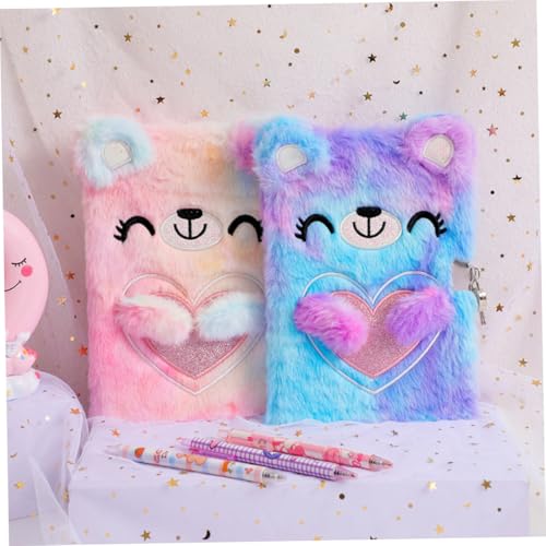 LOLIPPYY Kawaii Plüsch notizbuch mit Schloss Tagebuch für Mädchen Jahre Flauschiges Tagebuch Leicht und Tragbar für Schule Reise und Alltag von LOLIPPYY