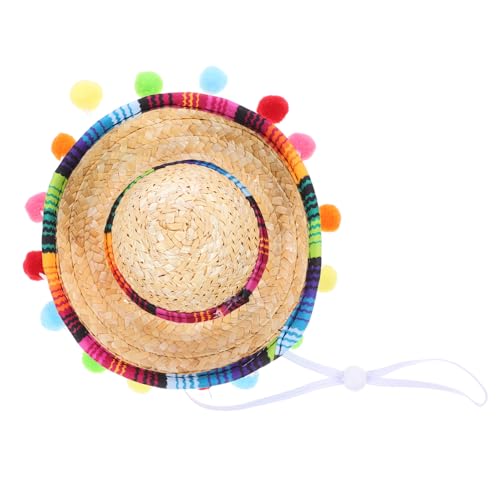 LOLIPPYY Kleiner Mexikanischer Sombrero mit Kinnriemen und Pompon Atmungsaktives Partyhut Accessoire für Karneval Fotorequisiten und Mexikanische Feierlichkeiten von LOLIPPYY
