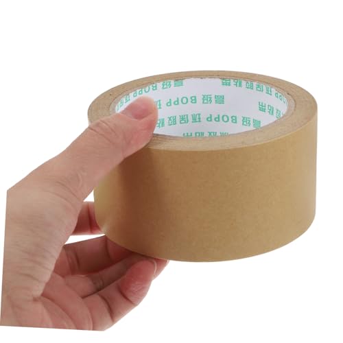 LOLIPPYY Kraftpapier Klebeband Braun Wasserfrei Stark Haftendes Packband zum Versiegeln Verpacken und Bilderrahmen Vielseitig Einsetzbar Schnelles Auftragen mit Standardabroller von LOLIPPYY