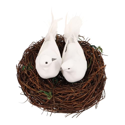 LOLIPPYY Künstliches Vogelnest mit Handgeflochtenem Rattan Weißen Deko Vögeln Naturgetreue Vogelnest Figurine für Gartendekoration DIY Deko für Innen und Außen Rustikaler Landhausstil LOLIPPYY Künstliches Vogelnest mit Handgeflochtenem Rattan Weißen Deko Vögeln Naturgetreue Vogelnest Figurine für Gartendekoration DIY Deko für Innen und Außen Rustikaler Landhausstil von LOLIPPYY