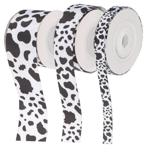 LOLIPPYY Kuhmuster Stoffband mit Heißtransferbedrucktem Flexiblen Webband für Geschenkverpackung Partydekoration und DIY bastelarbeiten Langlebig mit Geschlossenen Kanten Vielseitig von LOLIPPYY