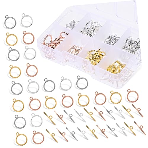 LOLIPPYY Legierungs Knebelverschlüssen Zubehör für DIY Armbandverbindungen Runde und T Steg Ringverschlüsse für Schmuckherstellung Armbänder LOLIPPYY Legierungs Knebelverschlüssen Zubehör für DIY Armbandverbindungen Runde und T Steg Ringverschlüsse für Schmuckherstellung Armbänder von LOLIPPYY