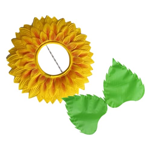 LOLIPPYY Lustiges Sonnenblumen Kopfschmuck für Handhandschuhen Blumen Cosplay Kostüm Atmungsaktive Karneval Haube für Tanzpartys Rollenspiele und Bühnenauftritte Zufällige Zufällige Farbe von LOLIPPYY
